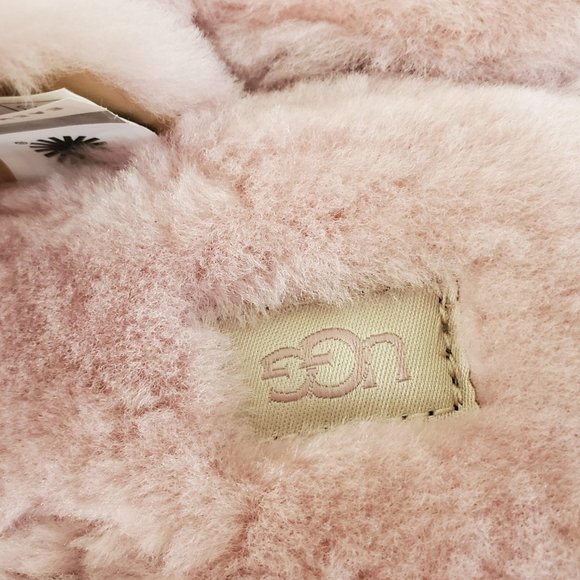 UGG PINK CRYSTAL FUZZ YEAH SLIDE SHEEPSKIN SLIPPER - Picture 4 of 8
